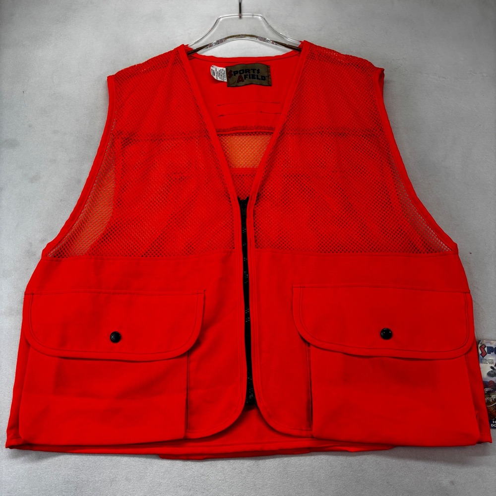 Sports Afield‎ Hunting Vest Mens Large Blaze Orange Mesh Game Bag W-248-172 NEW